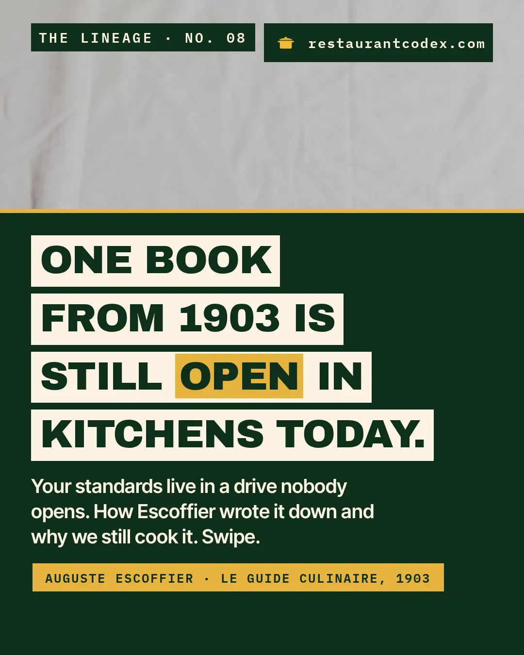 Un libro de 1903 sigue abierto en las cocinas de hoy.