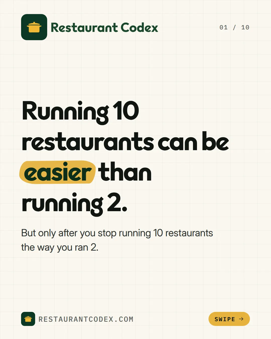 Operar 10 restaurantes puede ser más fácil que operar 2.
