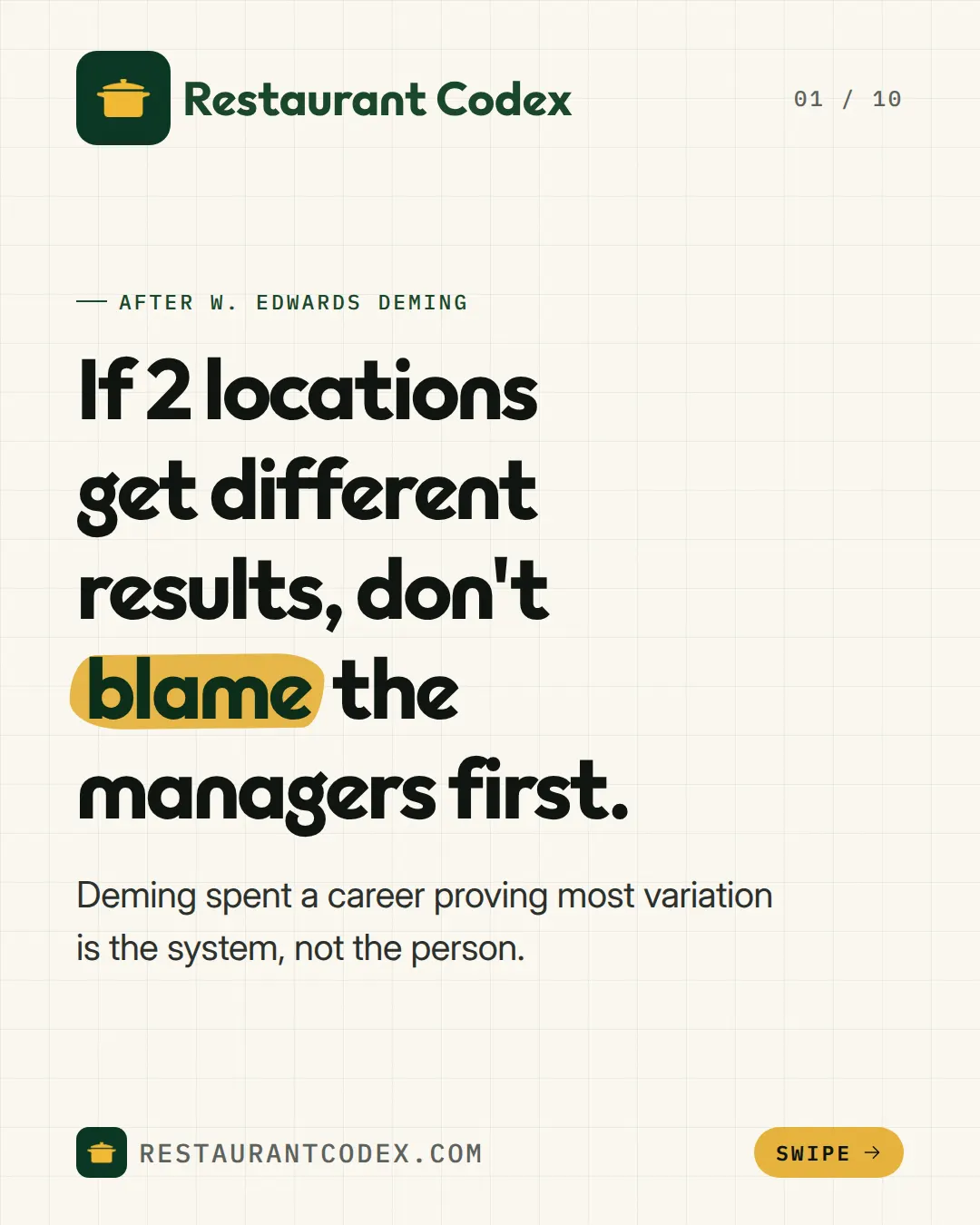 If two locations get different results, don't blame the managers first.