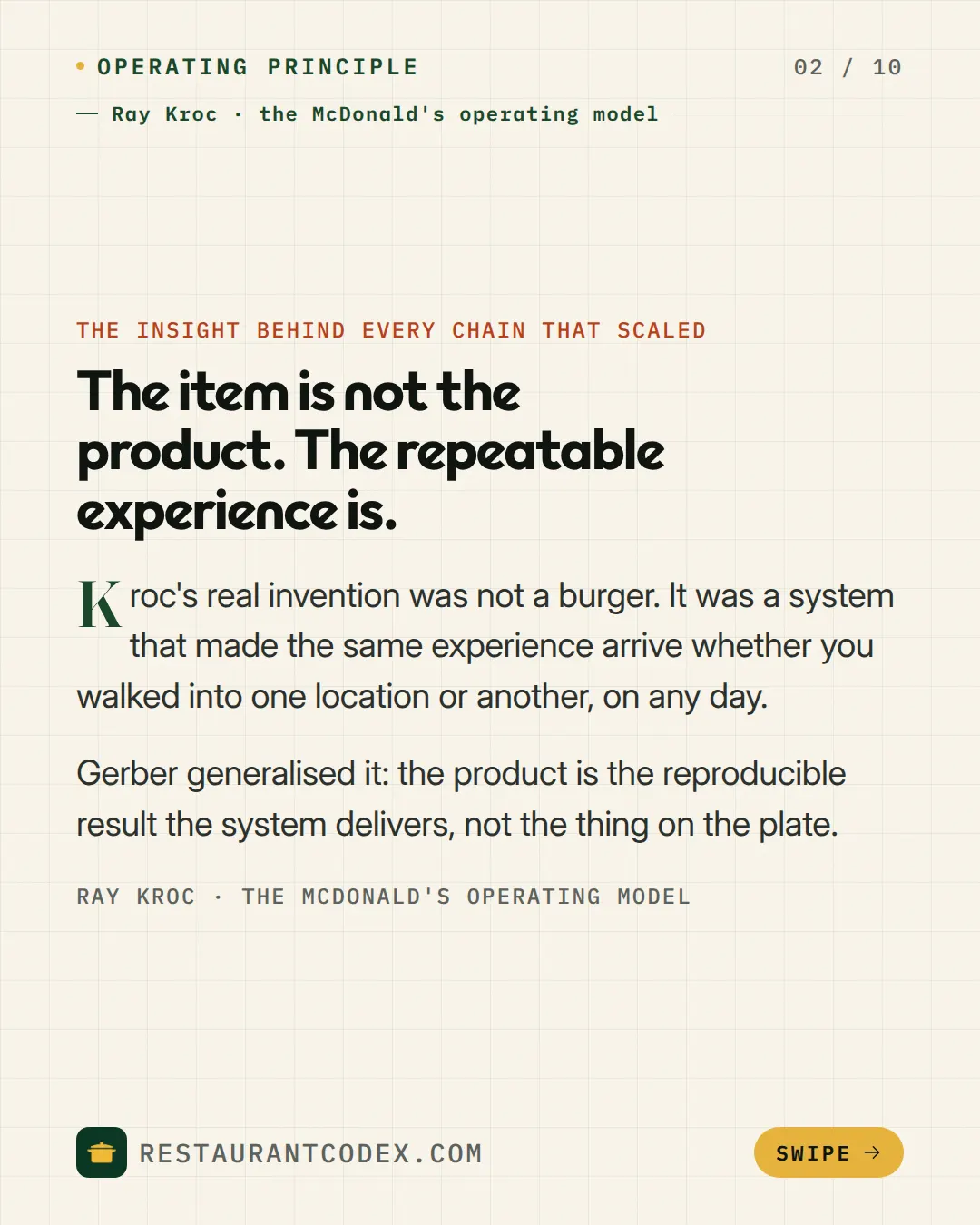 The item is not the product. The repeatable experience is.