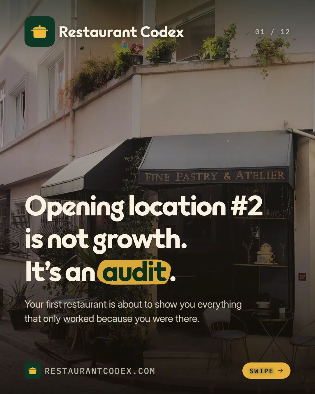 Opening location #2 is not growth. It's an audit.