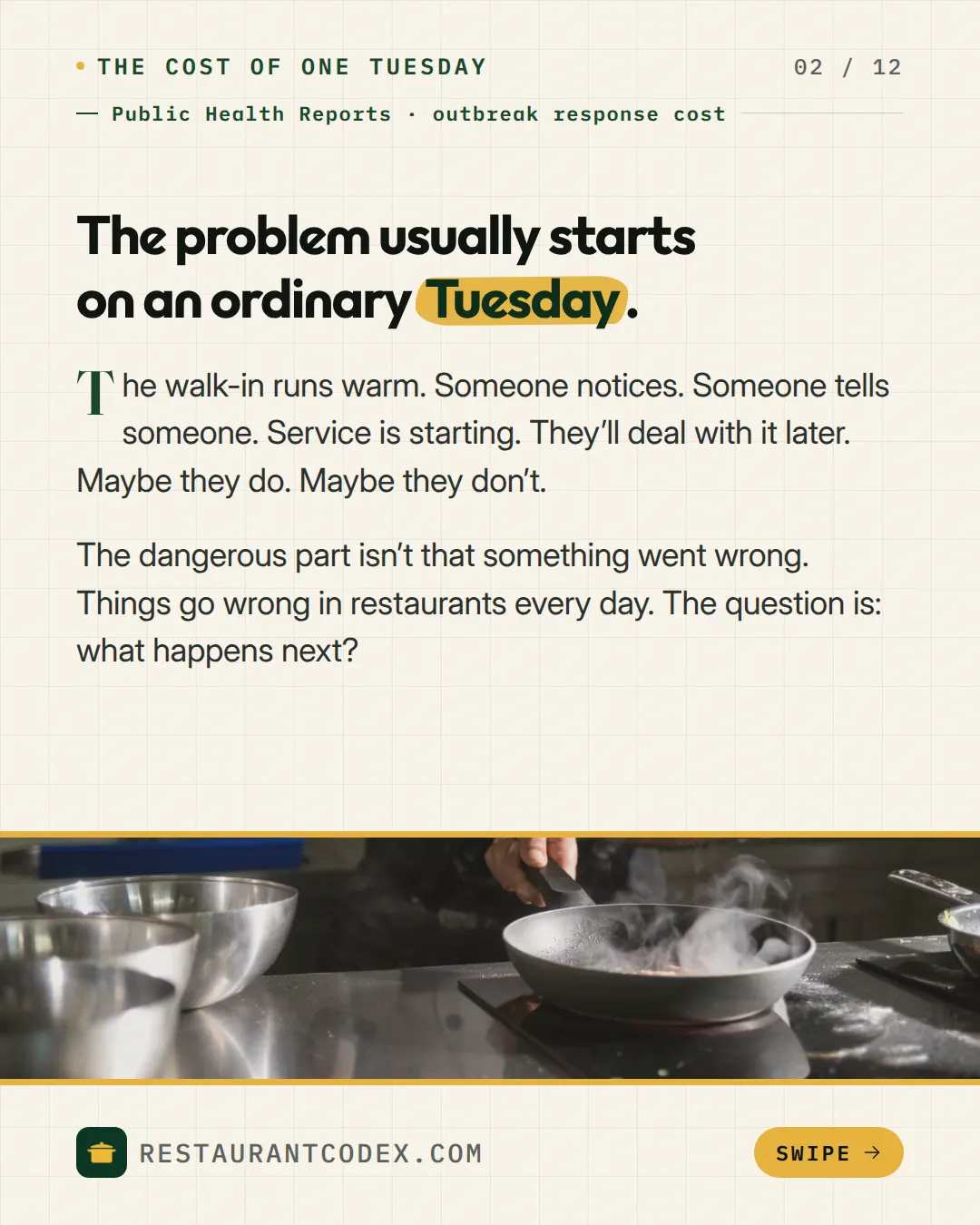 The problem usually starts on an ordinary Tuesday.
