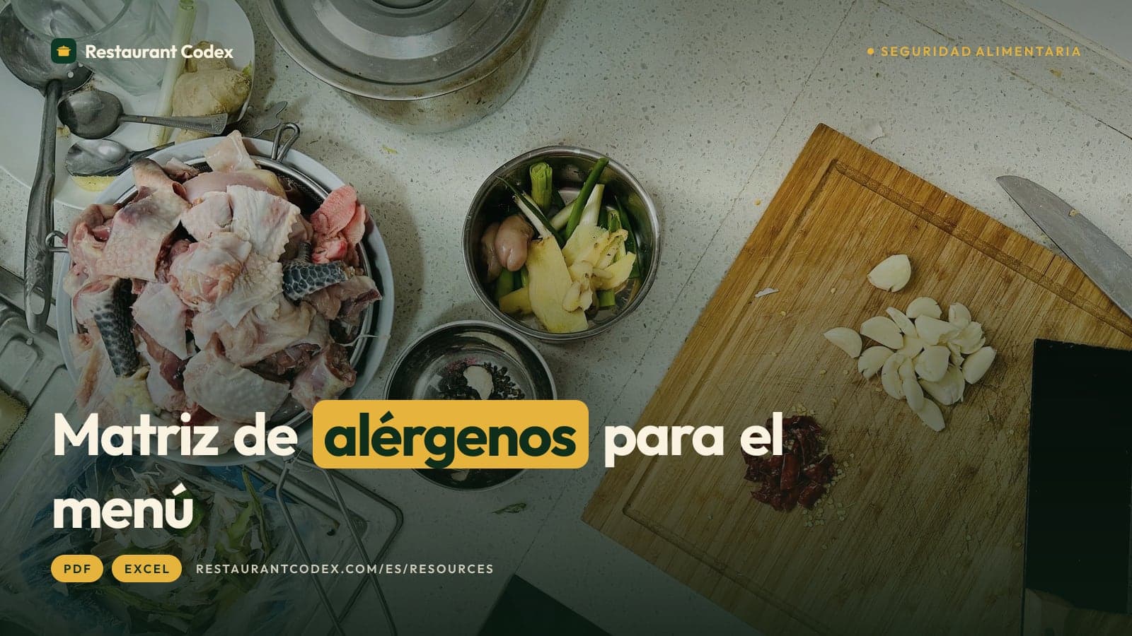 Matriz de alérgenos para el menú