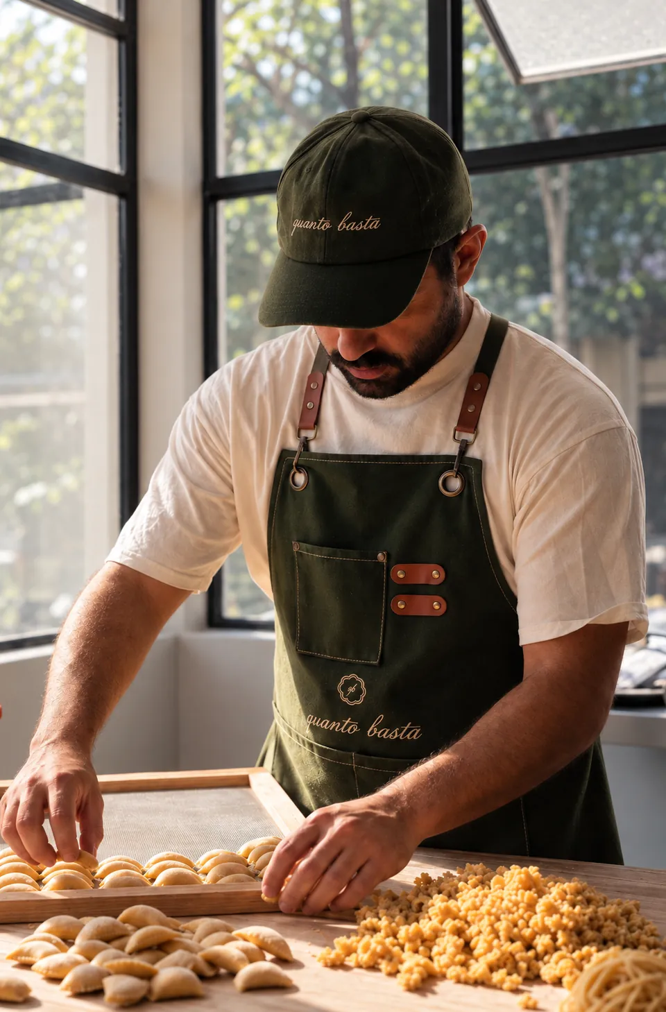 Alejandro Cebeira making pasta by hand